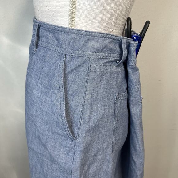 Talbots Skirt size 12 Chambray Blue Button Front Straight Knee Pockets Casual - Picture 6 of 9